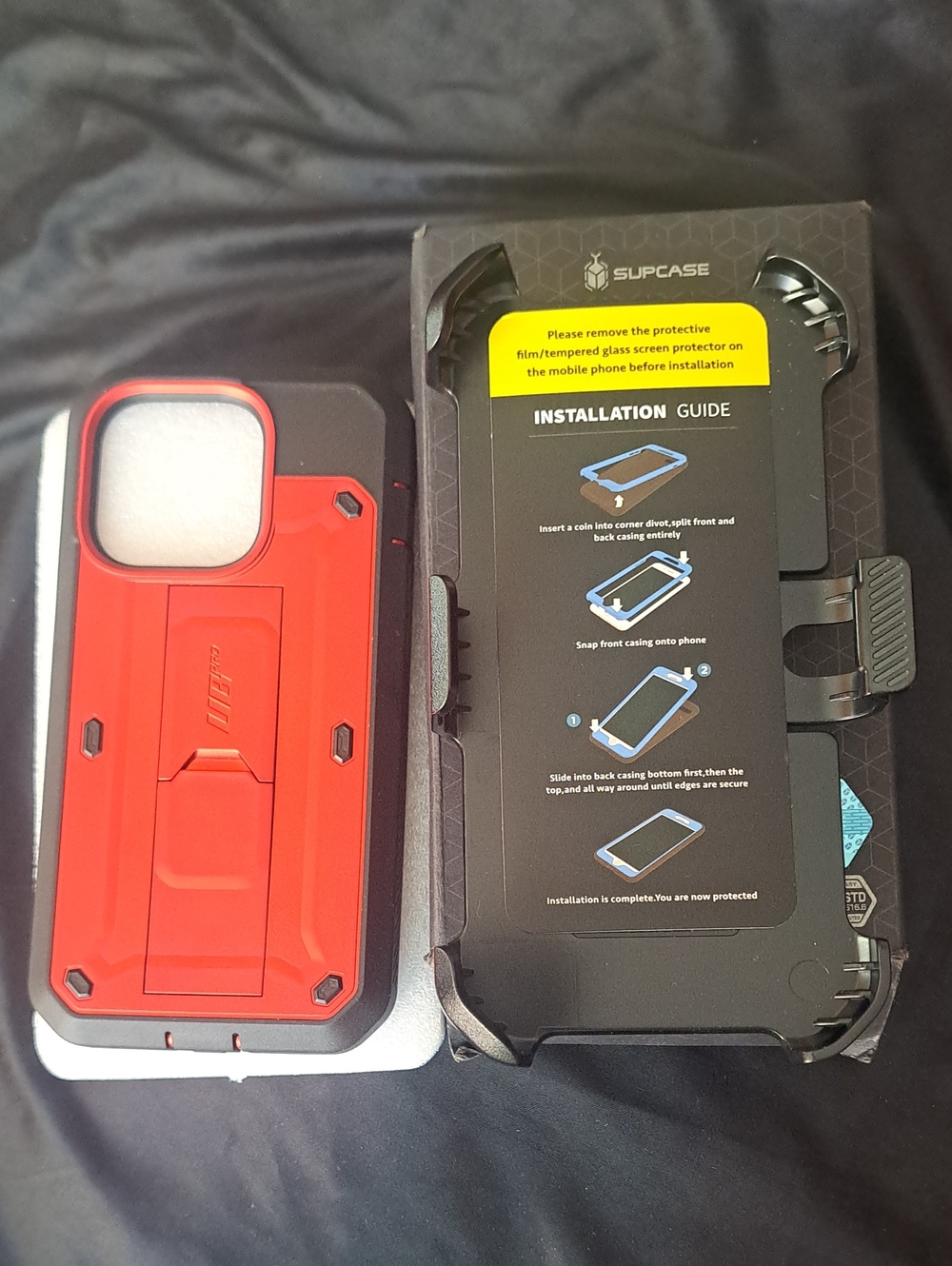 Supcase Unicorn Beetle Pro Heavy-Duty Red Phone Case with Kickstand